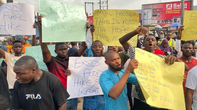 Despite police warnings, protesters take to the streets of Lagos amidst economic hardship.